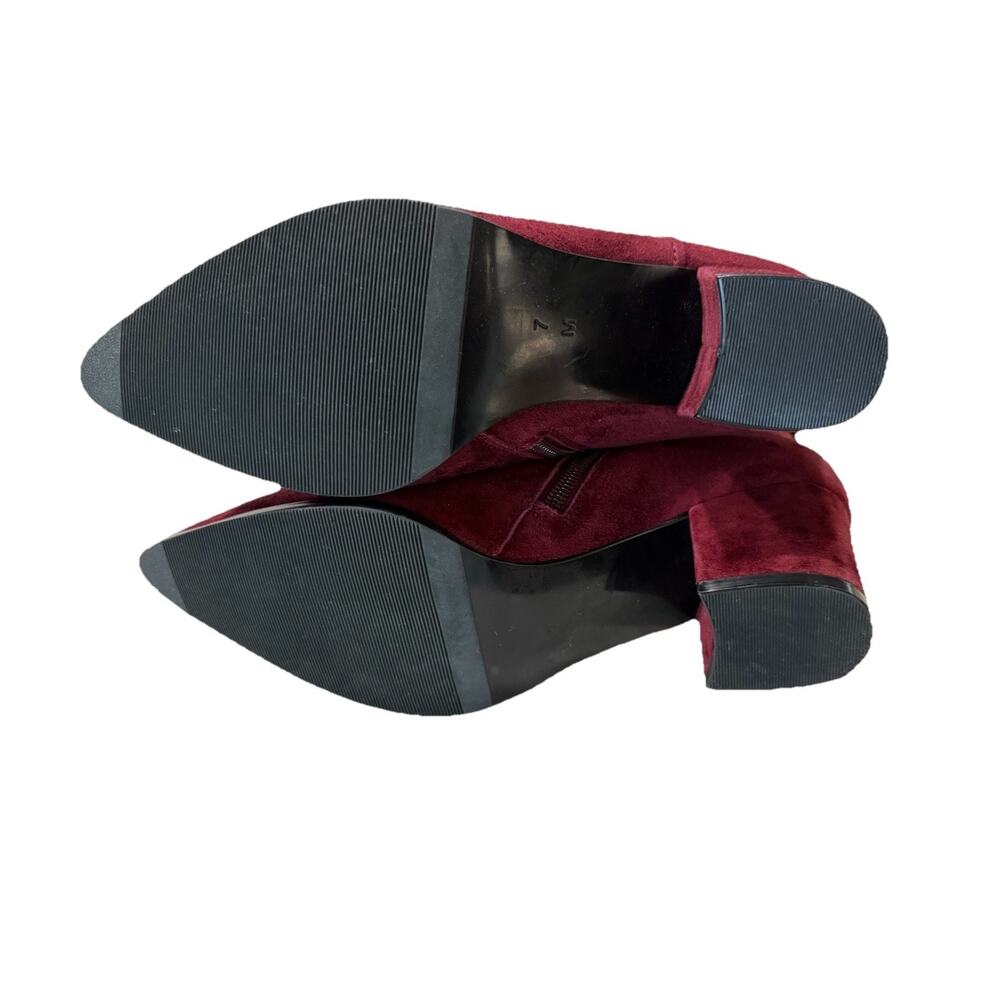 Footnotes Women’s Size 7 Suede Ankle Booties Red Burgundy W/ Tassle Y2K style - Picture 8 of 9